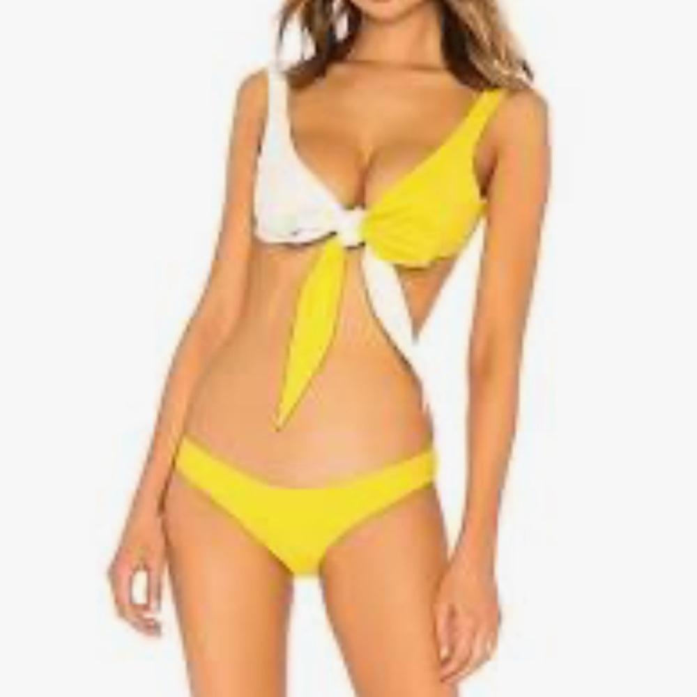 Lisa Marie Fernandez Two-Tone Yellow and White Bikini